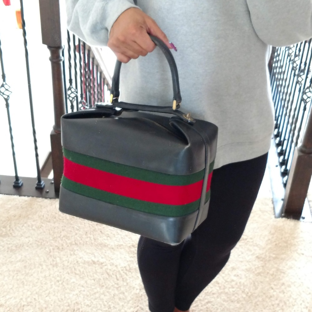 Rare Vintage Gucci Train Case Handbag Travel - Picture 1 of 8